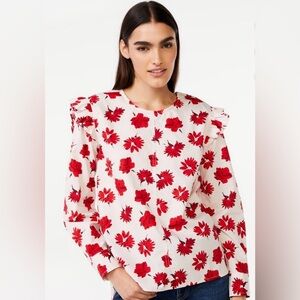 NWT Women’s Free Assembly Floral Button Shoulder Blouse with Long Sleeves Sz S